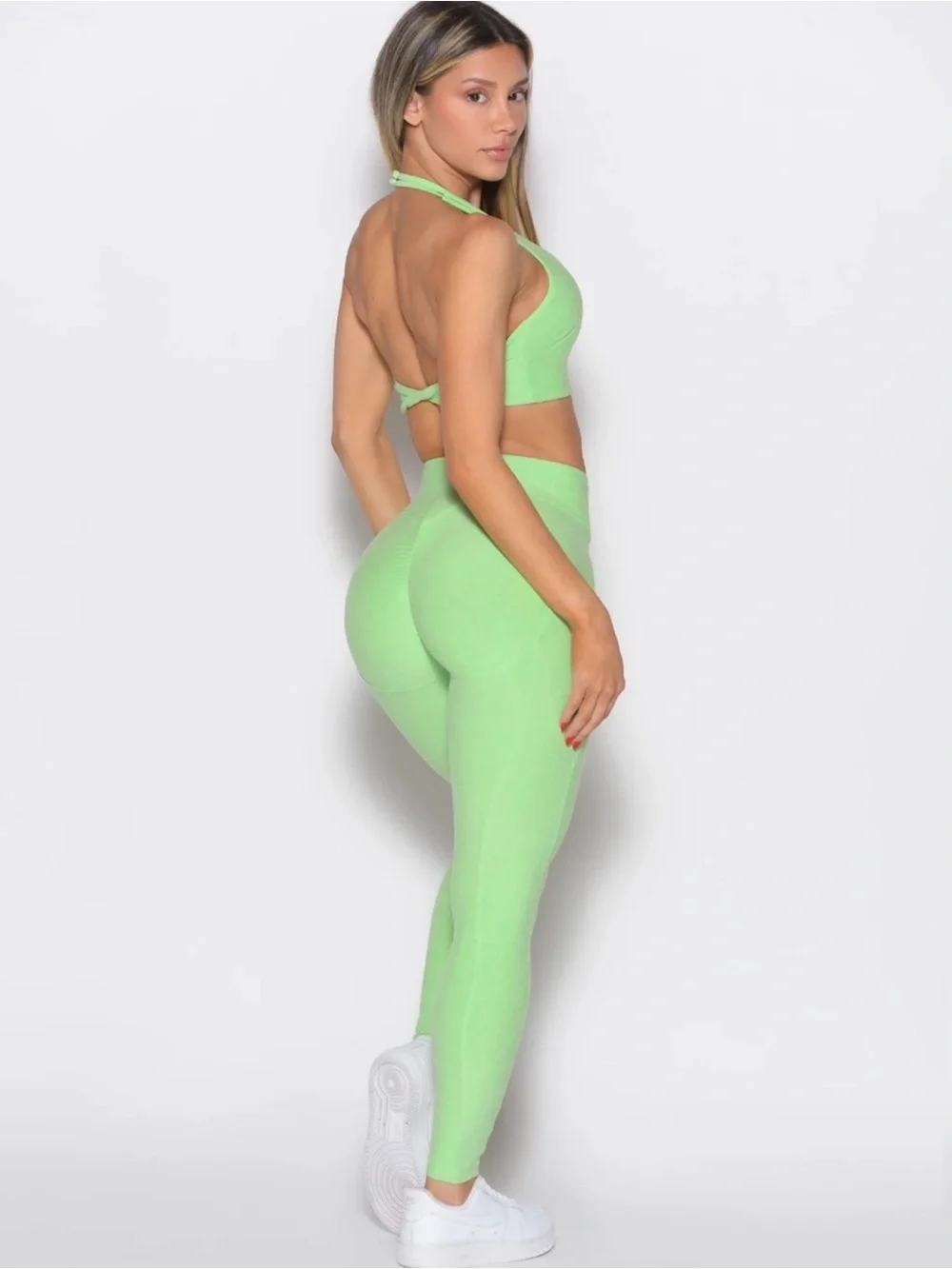 Bombshell 💚 Uplift Peach High-Waist Leggings 🍑  S • Neon Green ⚡️ Matching Set 😍